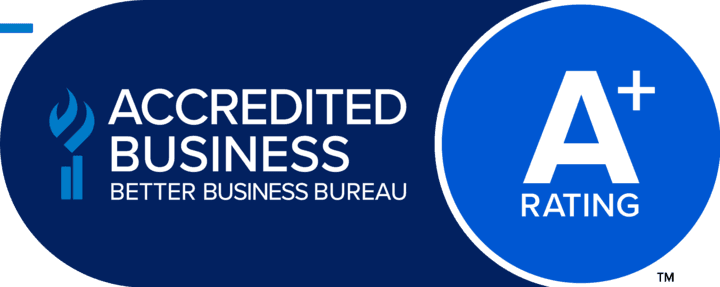 BBB Accredited Business seal, A+ rating